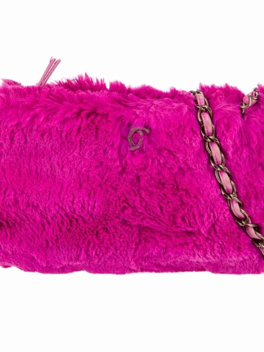 Authentic Chanel Fur Pink Shoulder Bag with Chain Strap sells for 4-5k resale